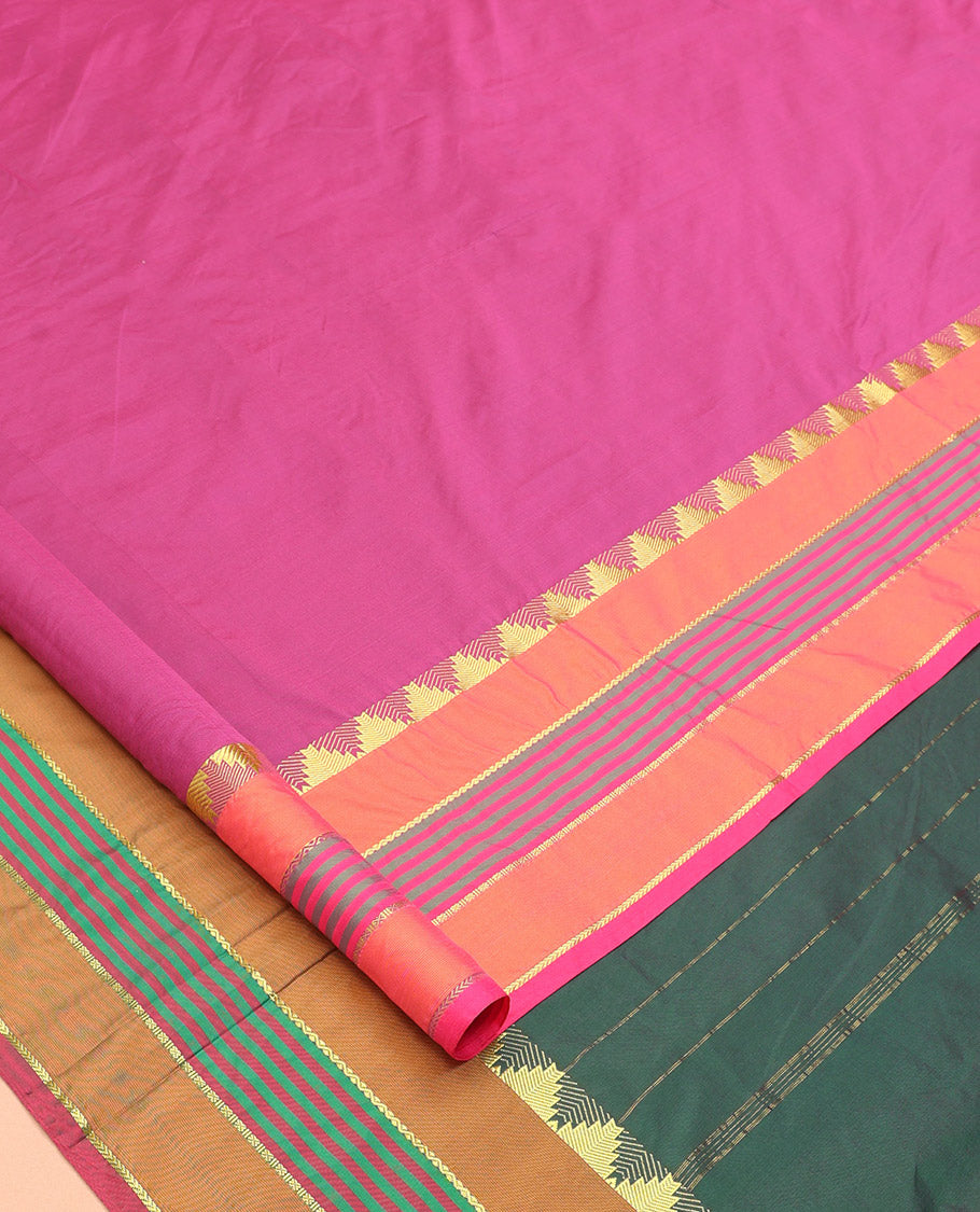 Pink Plain Ten-Yard Art Silk Saree