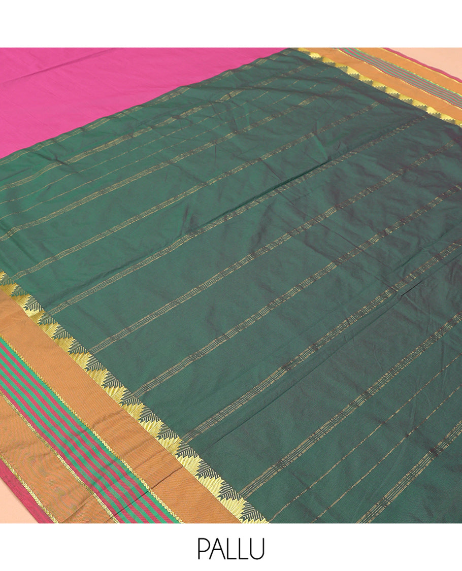 Pink Plain Ten-Yard Art Silk Saree