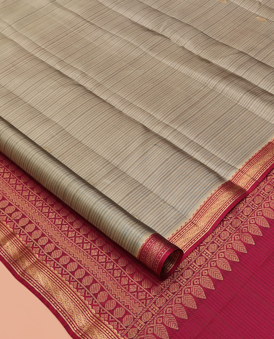 Brown Buttas Vasundhara Lite Silkmix Saree, Contrast Jaal Border, Traditional Kanchi Pallu, Contrast Blouse