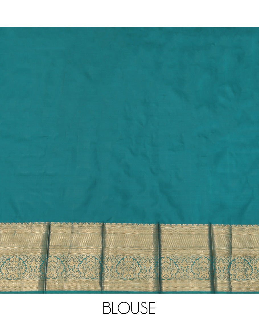Red Budget Silk Saree, Accentuated with Checks and Buttas, Complemented by Contrast Traditional Zari Border, a Grand Jaal Pallu and a Contrast Blouse