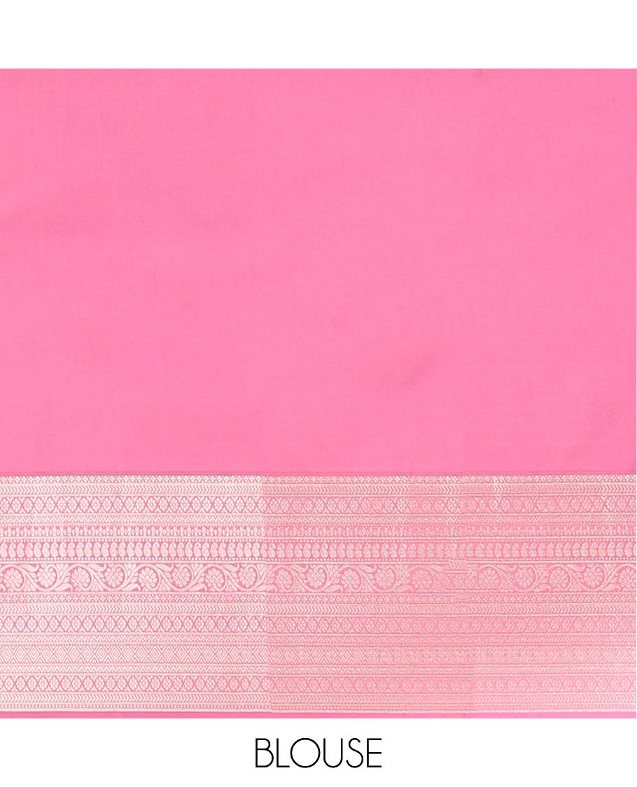 Light pink leaf buttas vasundhara elite silk saree with self intricate zari design border & zari design pallu