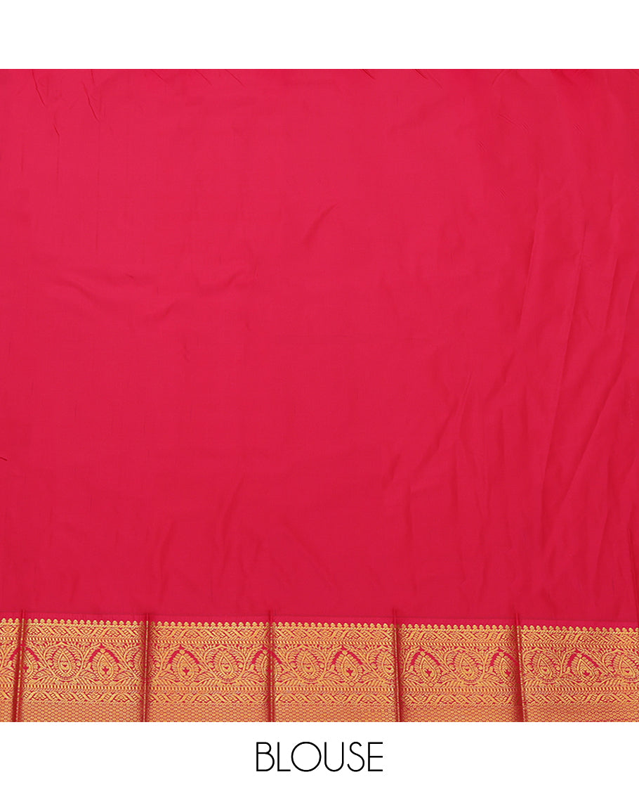 Purple Budget Silk Saree, Embellished with Zari Buttas, Complemented by a Contrast Traditional Zari Border, Grand Pallu, and Contrast Blouse