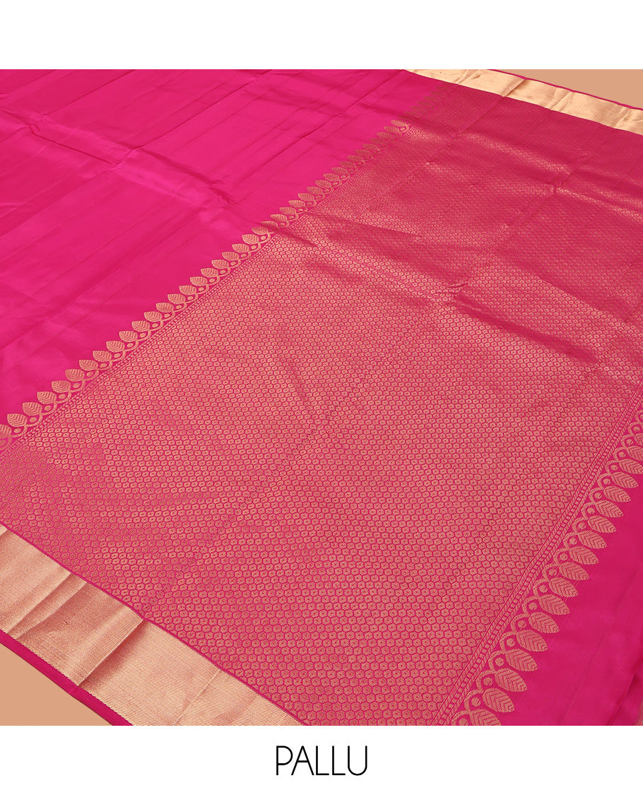 Pink Plain Kanchipuram Silk Saree