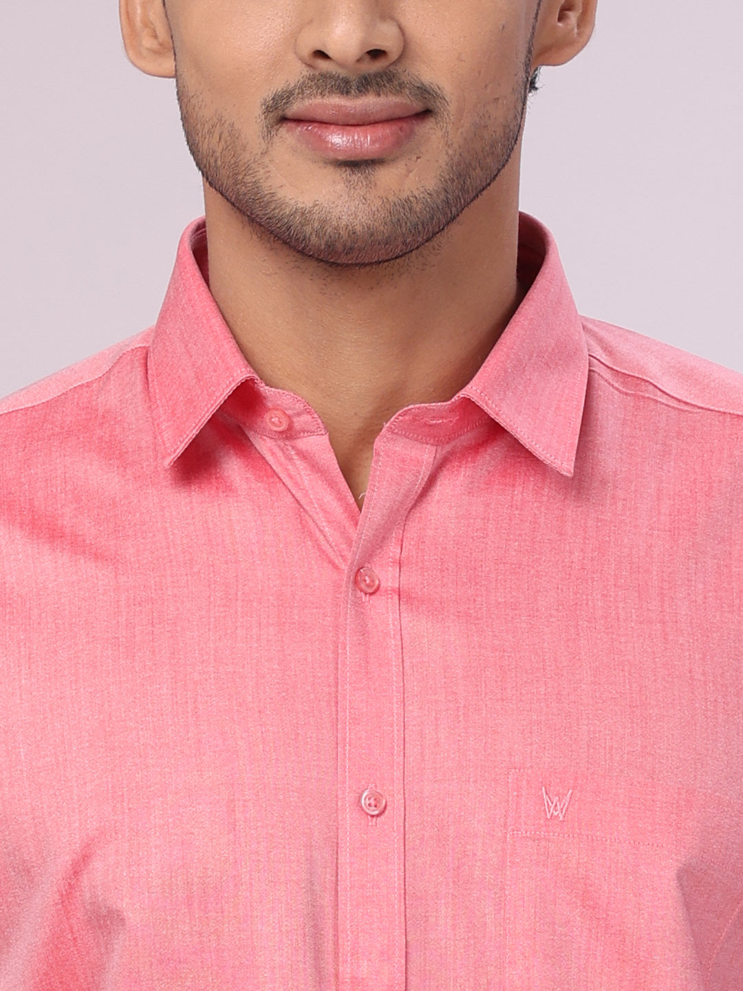 Men's Pink Color Cotton Shirt close view