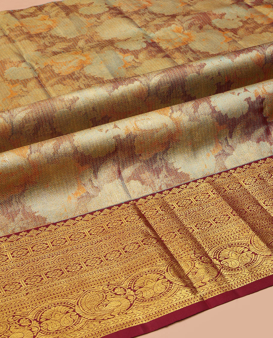 Light Maroon Pure Silk Navarathna Pavadai Material Set