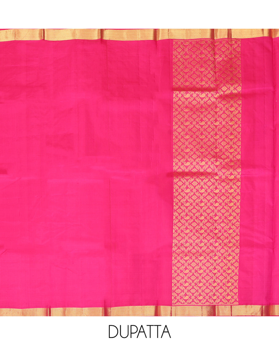 Onion Pink Pure-Silk Half Saree