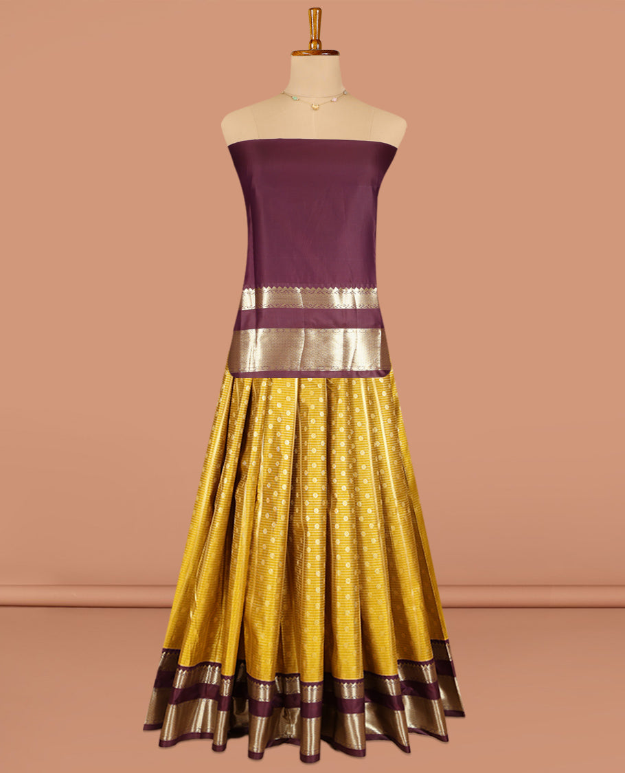 Mustard Art Silk Pavadai Material Set