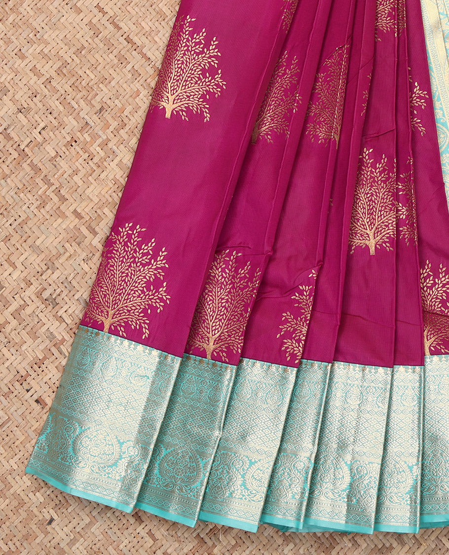 Pink Budget Silk Saree, Woven with Zari Buttas, Contrast Traditional Zari Border, Intricately Designed Pallu, and a Contrast Blouse