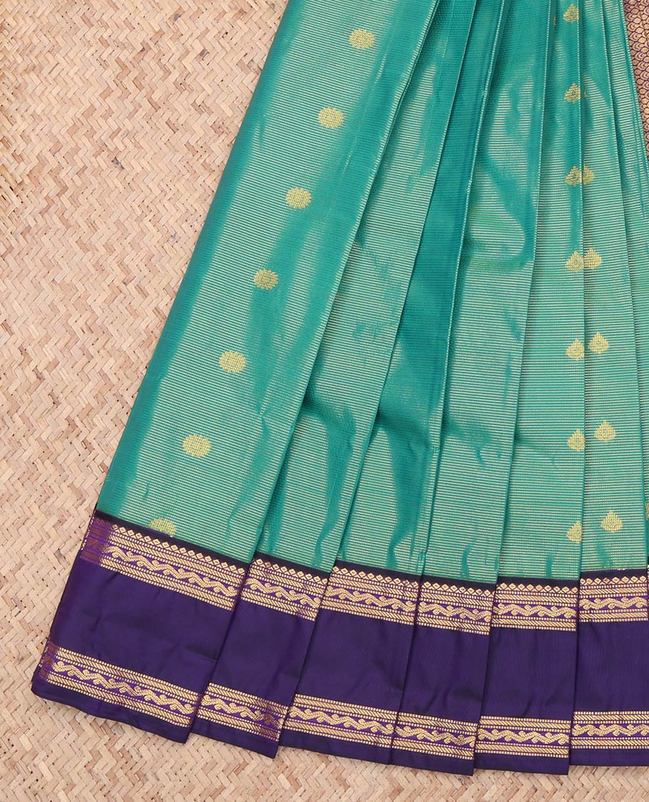 Green Rettai Pettu Traditional Zari Border Budget Silk Saree