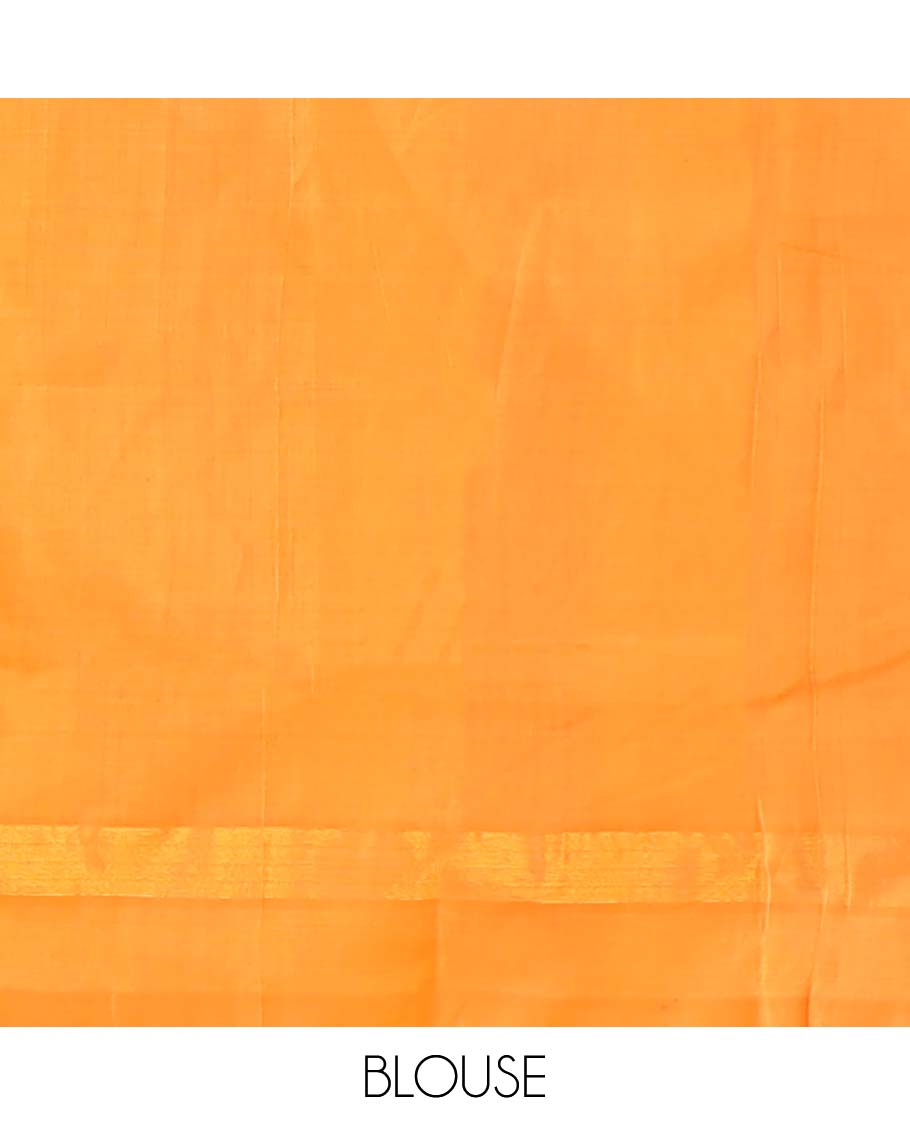 Multi-color ikkat design poly cotton saree, zari border, and contrast striped pallu