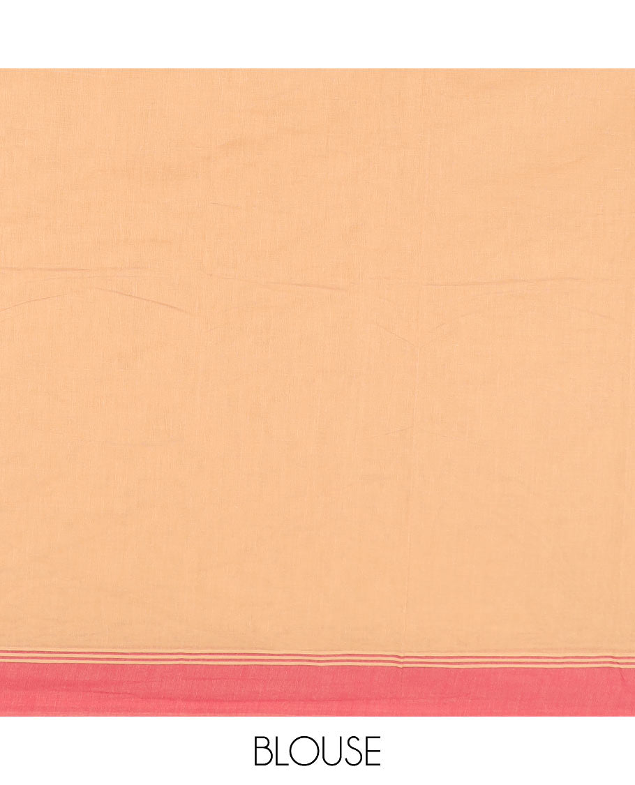 Sandal paisley buttas kanchi cotton saree, contrast border, and floral, and diamond patterned pallu