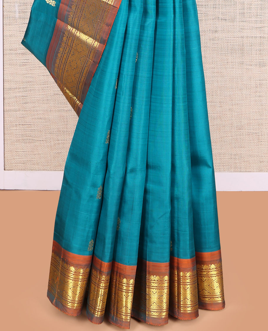 Blue One Side Border Kanchipuram Silk Saree