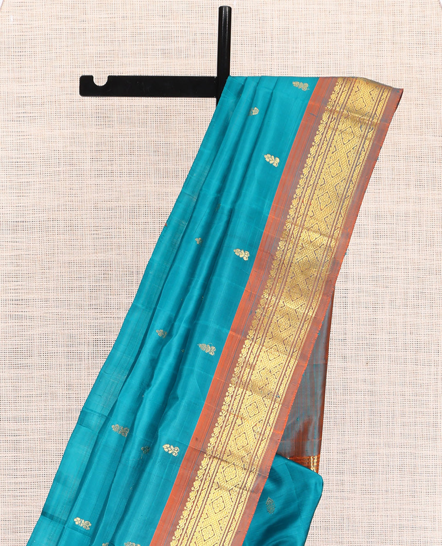 Blue One Side Border Kanchipuram Silk Saree
