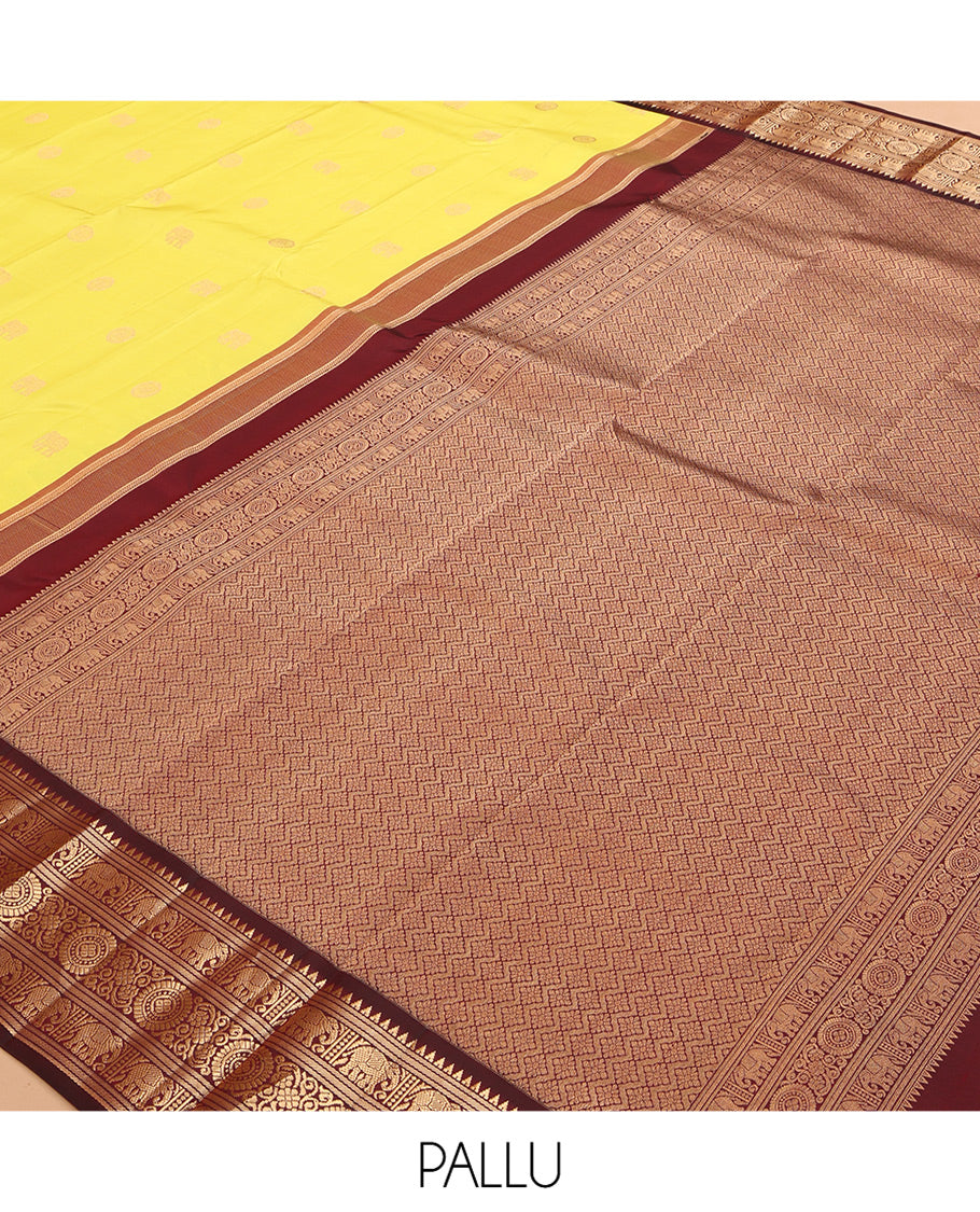 Yellow Kanchipuram Silk Saree