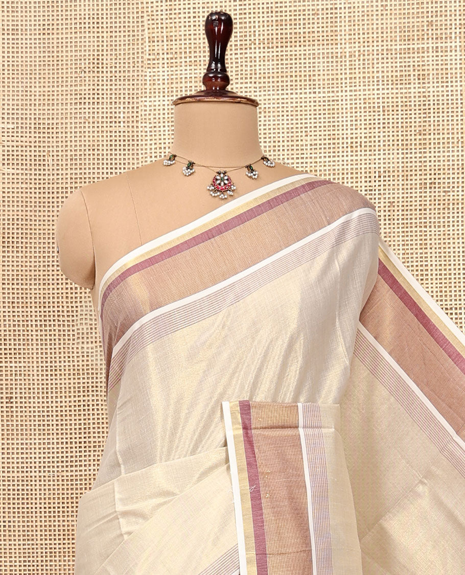 Gold Plain Kerala Cotton Saree