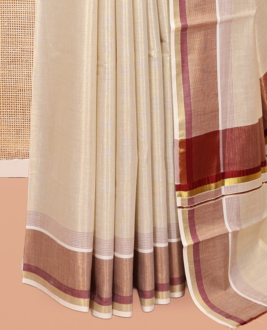 Gold Plain Kerala Cotton Saree