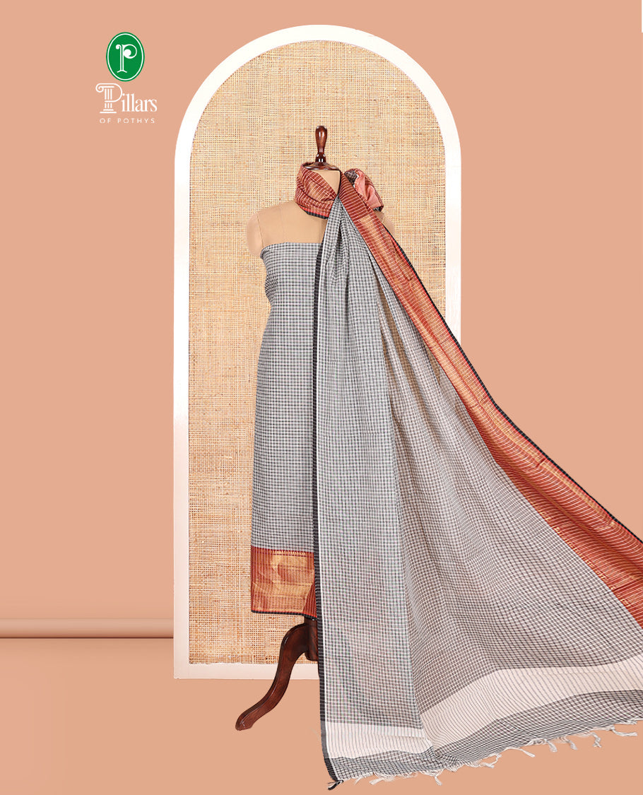 Grey Mercerised Cotton Material Chudidar Set