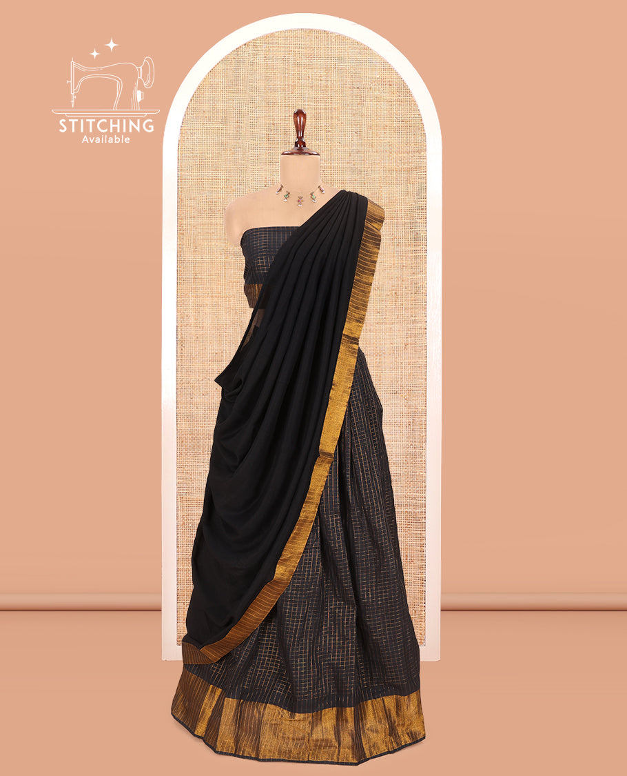 Black Sungudi Cotton Half-Saree