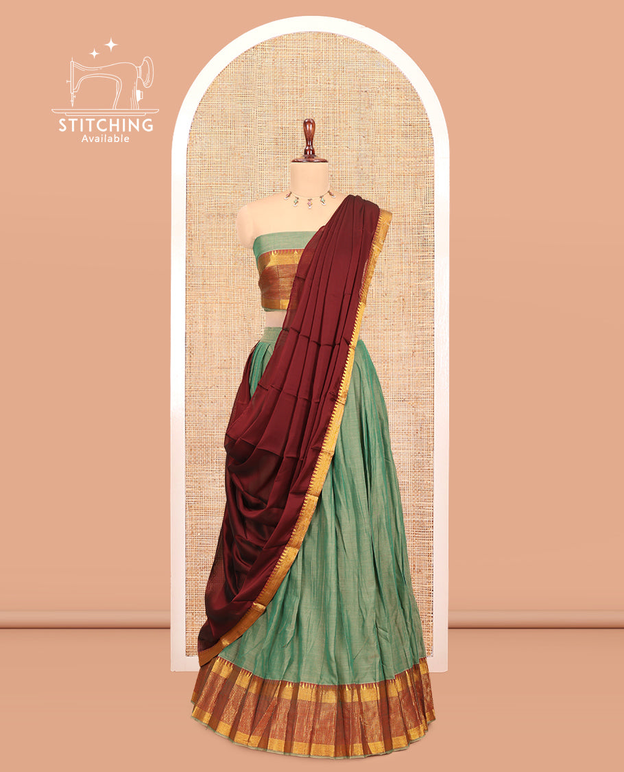 Pista Green Mercerised Cotton Half-Saree