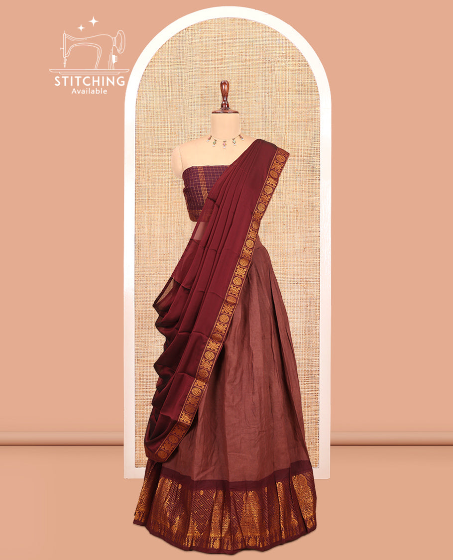 Brown Sungudi Cotton Half-Saree