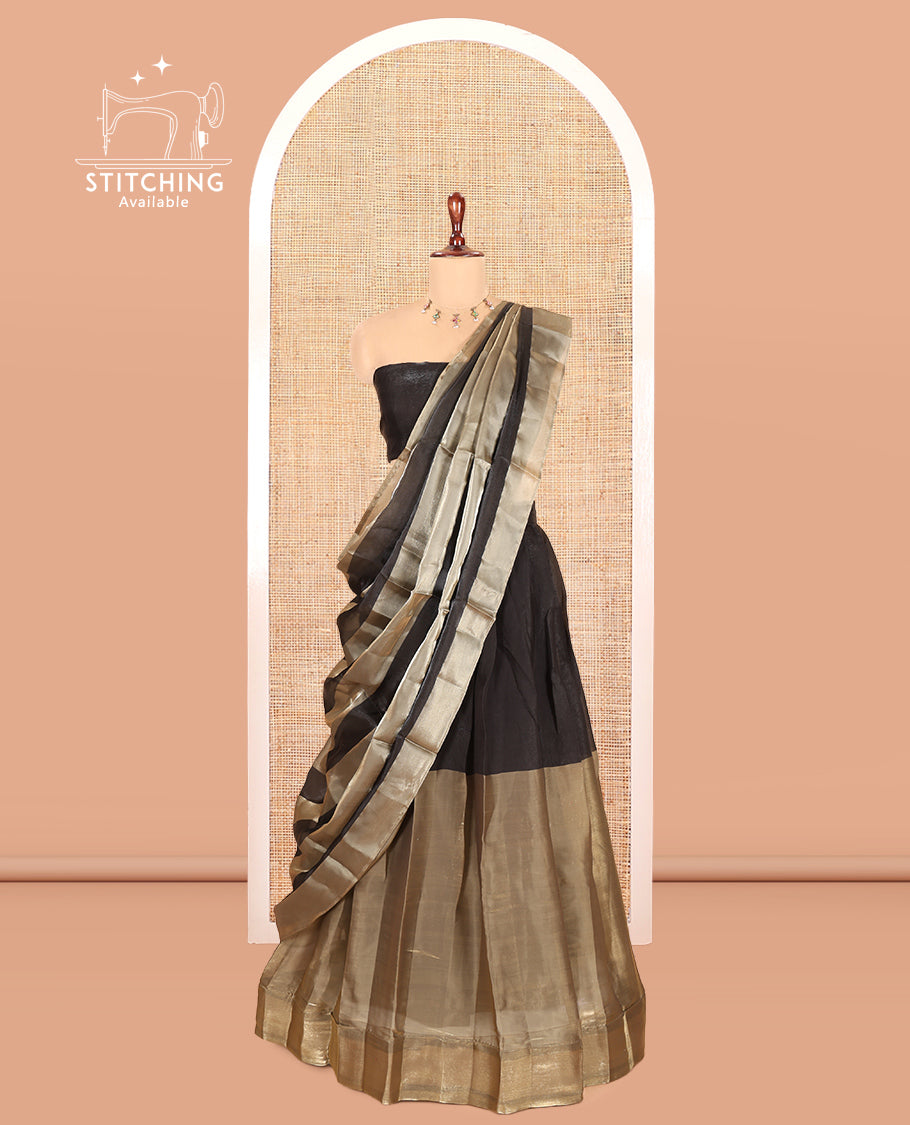 Black Velvet Organza Half-Saree