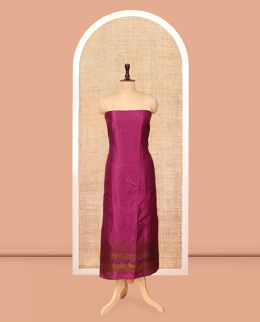 Purple Semi Silk Material Chudidar Set, Adorned with Copper Zari Intricate Design Woven Top, a Santoon Bottom, Matching Dupatta