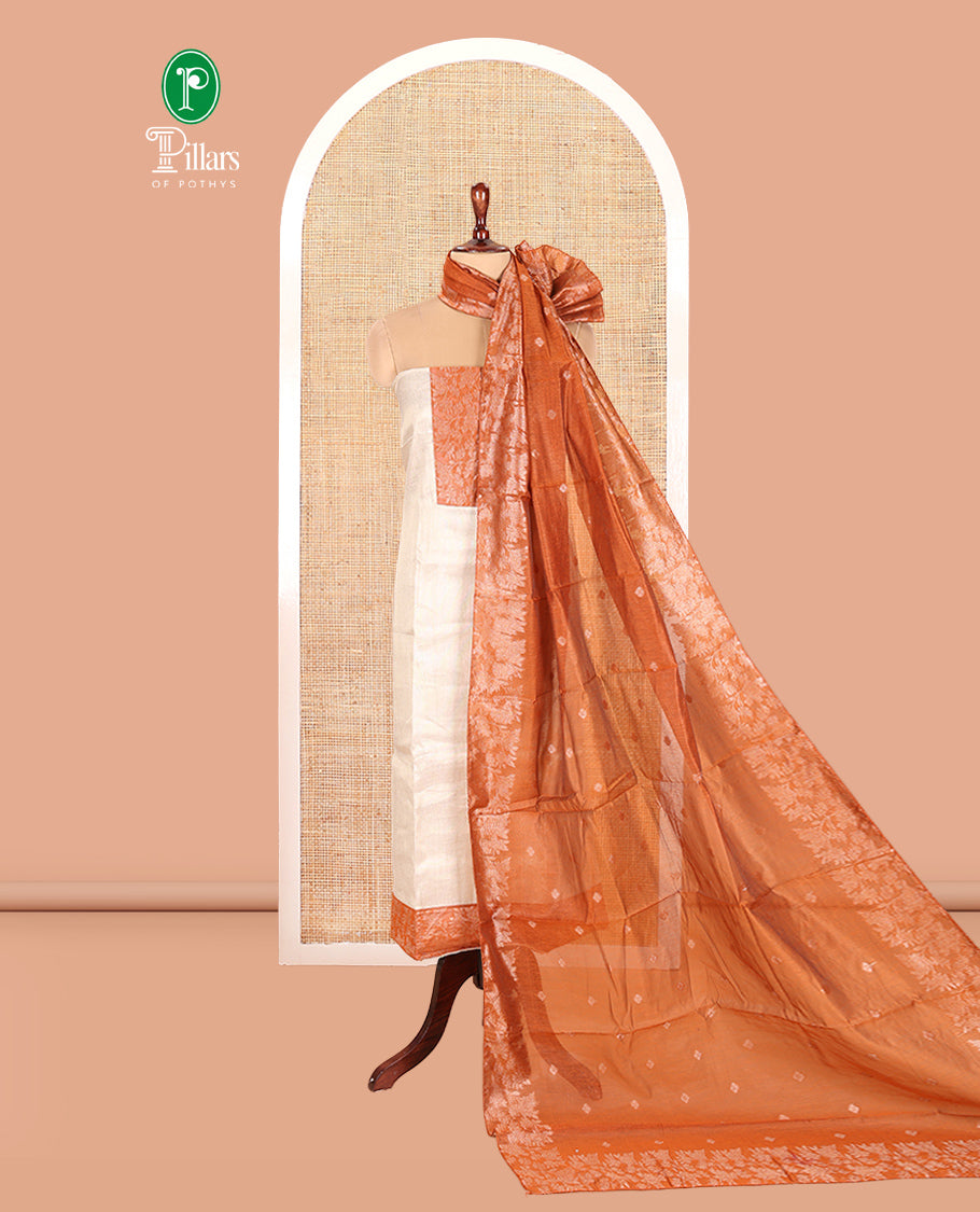 Chikku-Rust Shimmer Tissue Material Chudidar Set