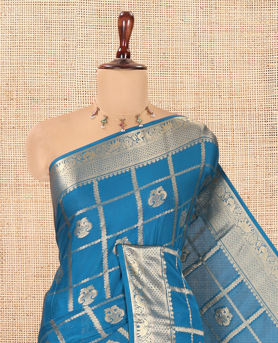 Rama Blue Fancy Mysore Silk Saree