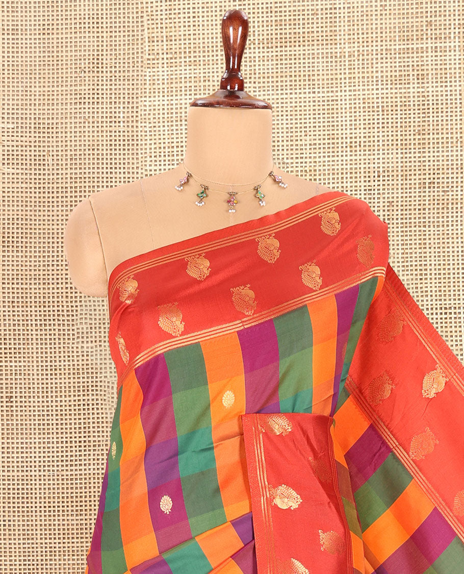Rust Fancy Softy Silk Saree