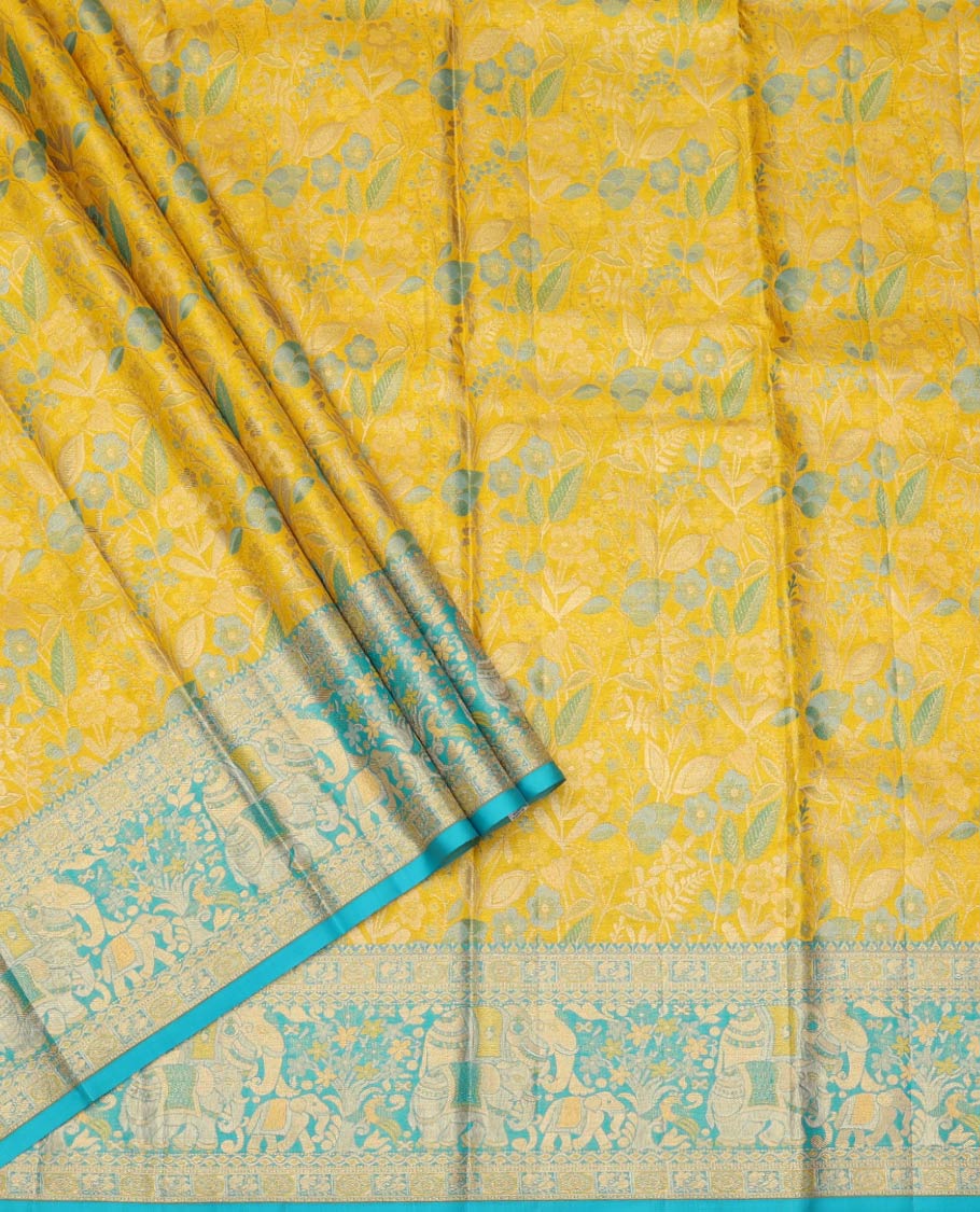 Yellow Pure Silk Half-Saree