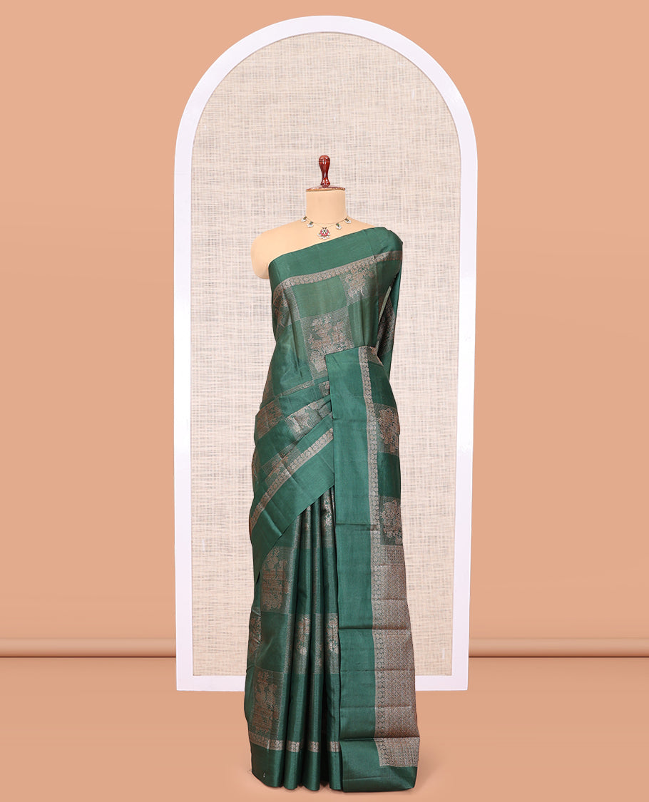 Green Tussar Silk Saree