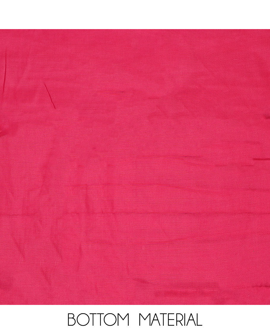 Hot Pink material chudidar set, floral thread embroidered top, plain bottom, and scallop thread embroidered dupatta