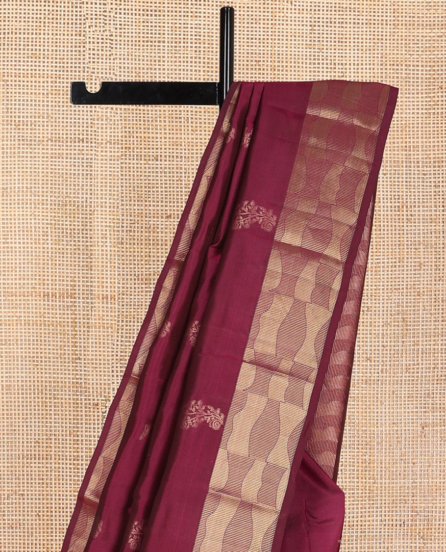 Maroon floral design vasundhara elite silk saree with zari design border & geometric design pallu