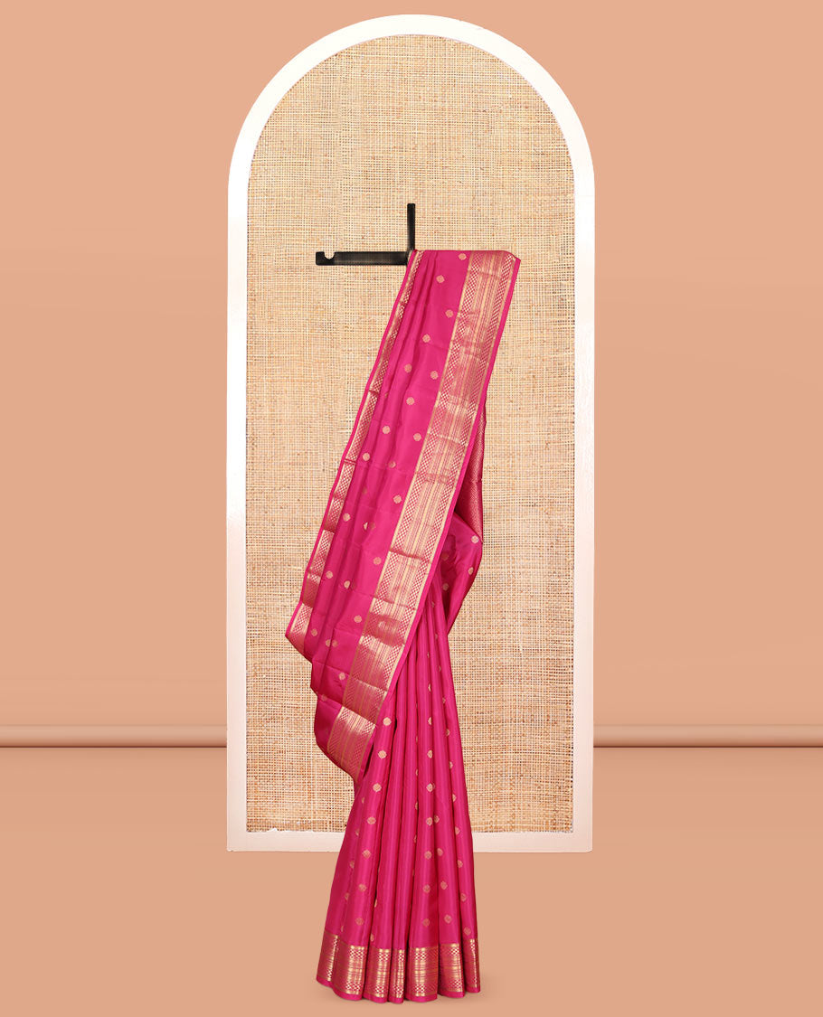 Pink Vasundhara Lite Silk Mix Saree, Decked Up with Zari Buttas, a Traditional Zari Border, Grand Pallu, and a Matching Blouse