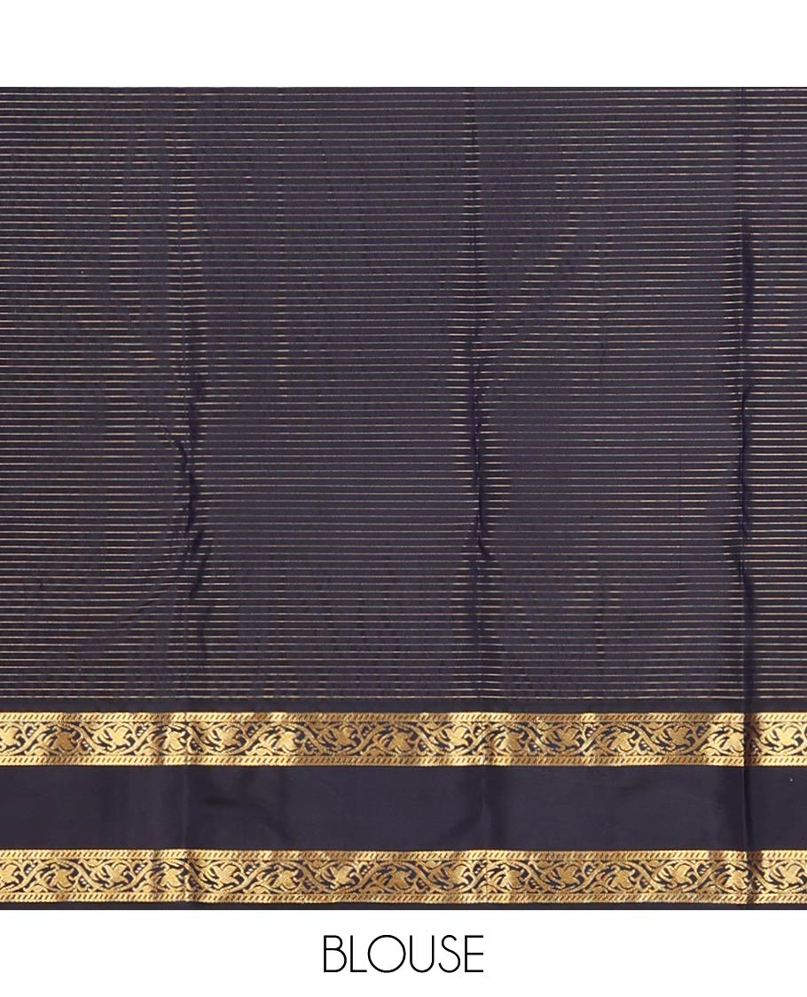 Pink checked, buttas silk saree with contrast rettai pettu zari design border & checked floral design pallu