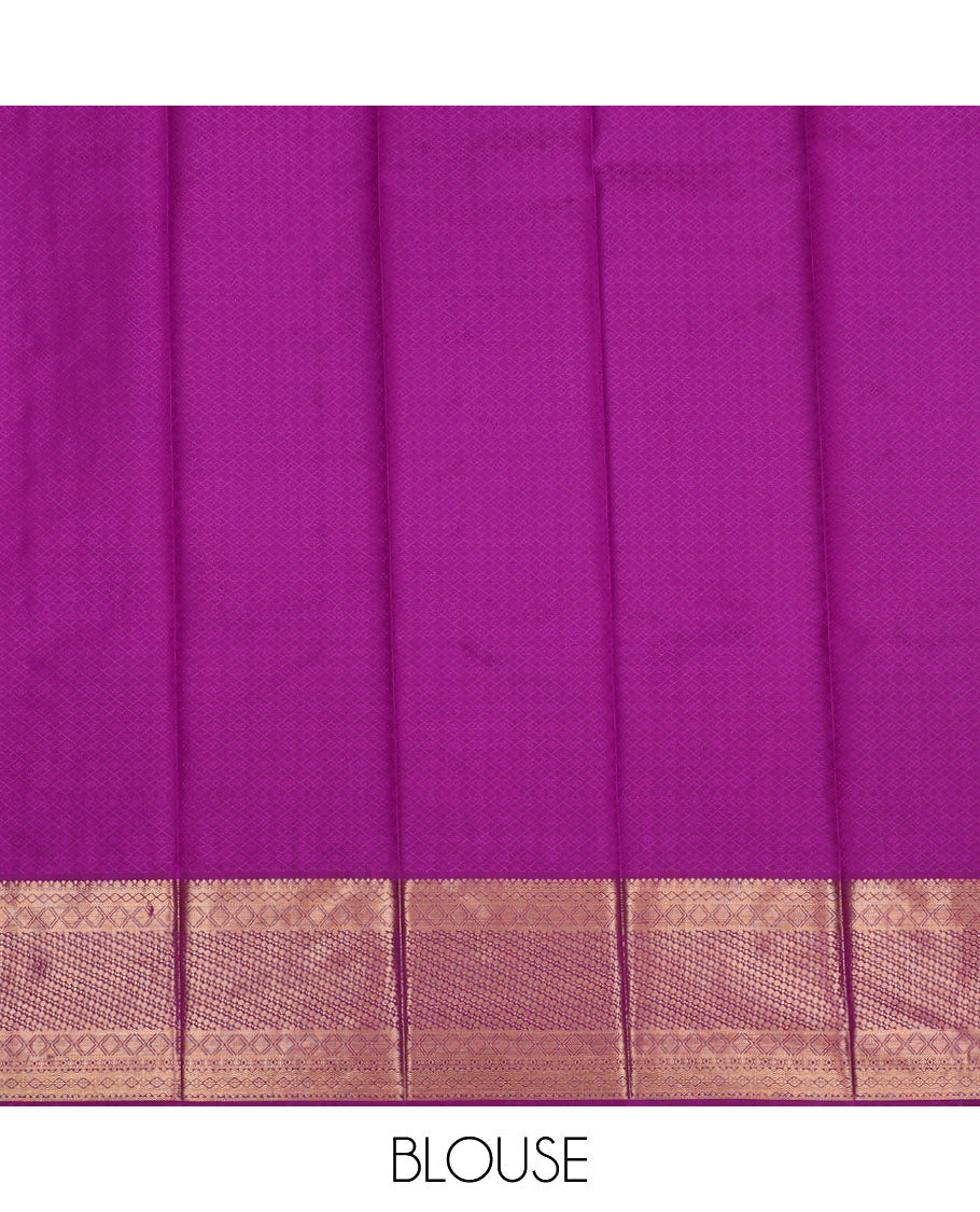 Turquoise Kanchipuram Wedding Silk Saree Adorned with Jacquard Design Weave, Complemented by Contrast Traditional Zari Design Border, Intricately Zari-Woven Pallu, and Paired with a Contrast Blouse