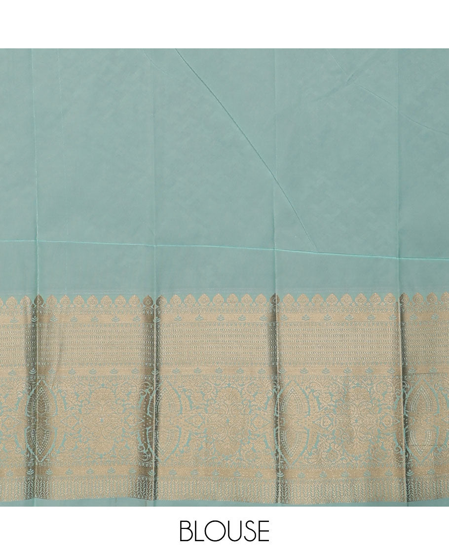 Purple zari buttas gift saree, contrast traditional zari design border, and jaal pallu