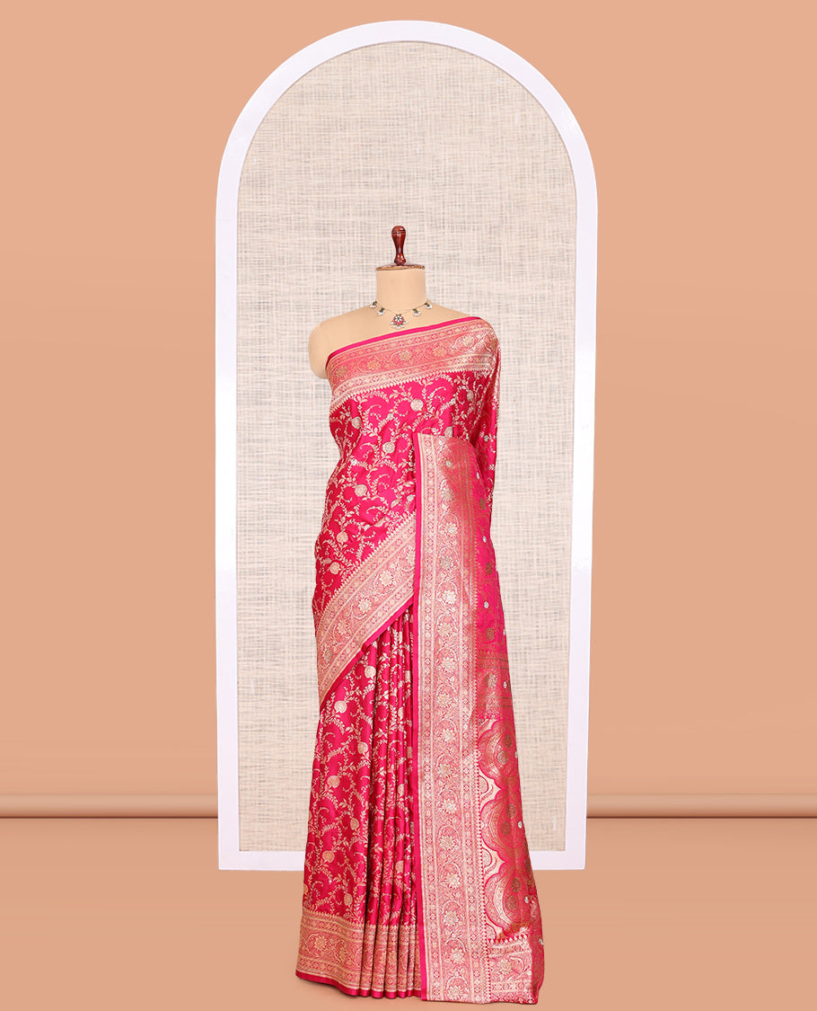 Pink Banaras Nylon Saree