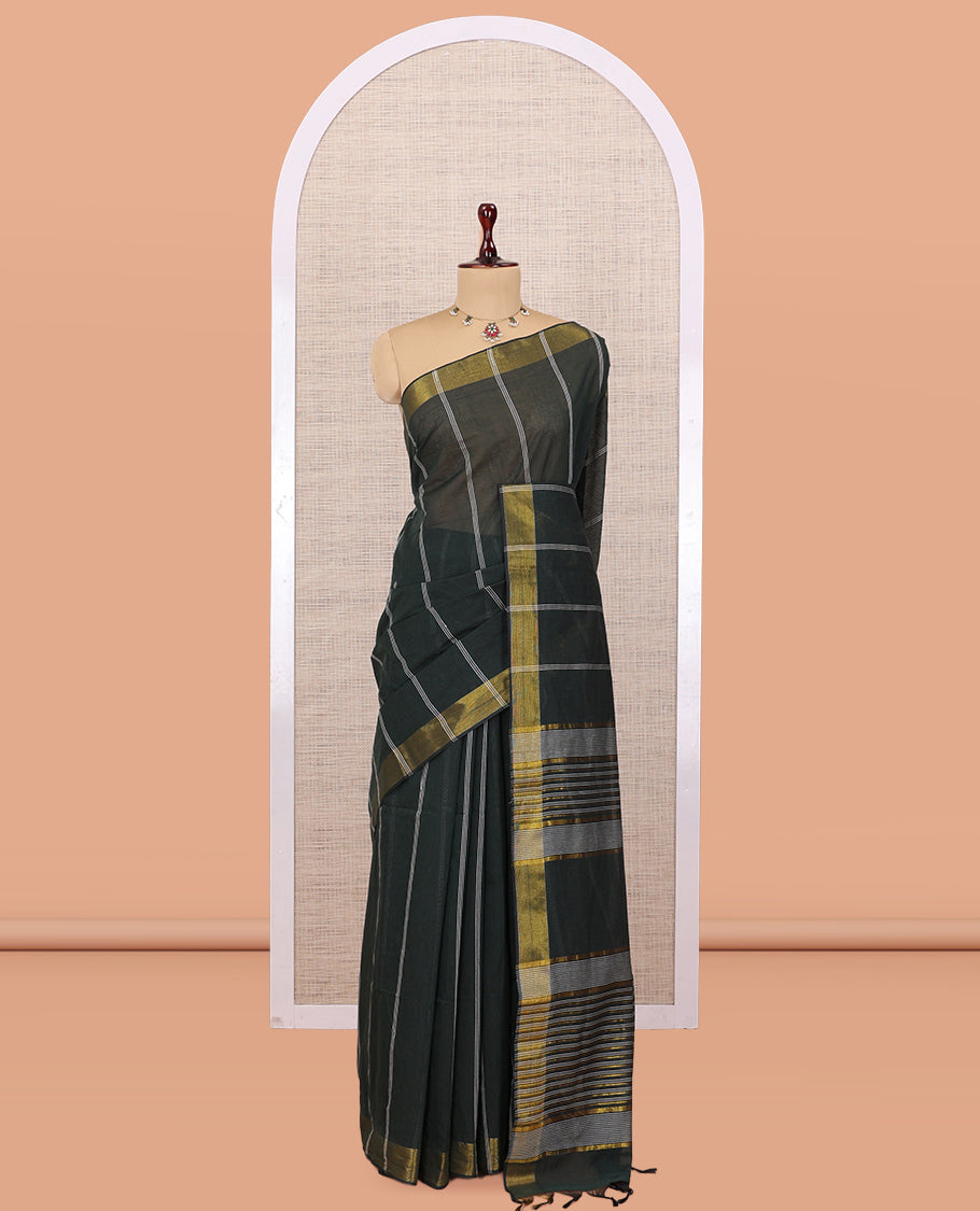 Green Jute Cotton Saree