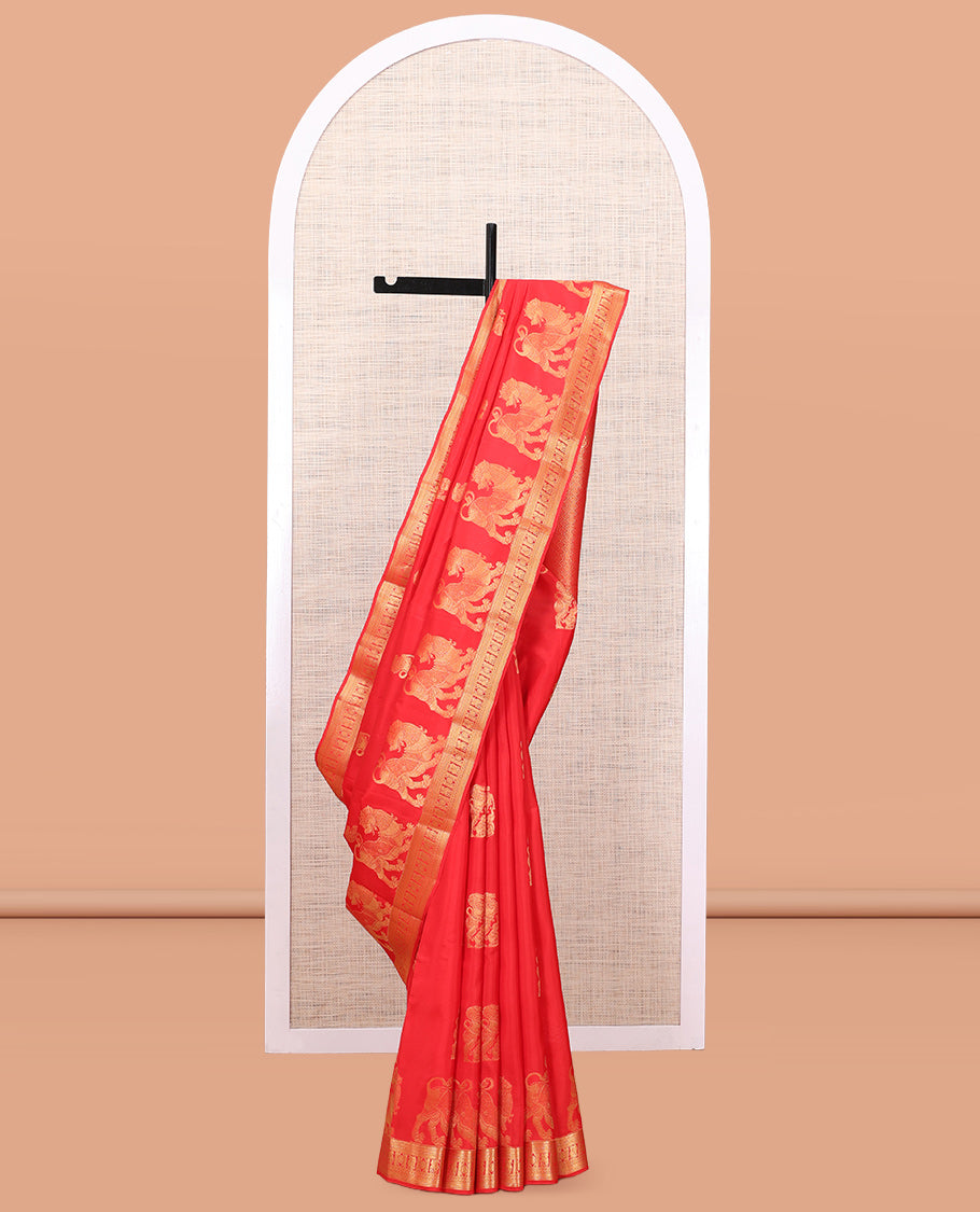 Red Zari Butta Vasundhara Lite Silk Mix Saree