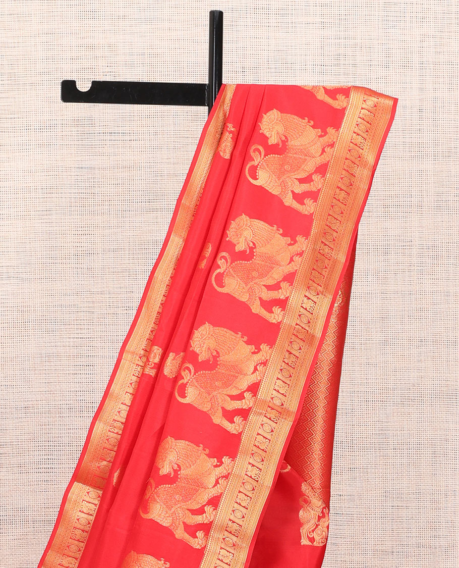 Red Zari Butta Vasundhara Lite Silk Mix Saree