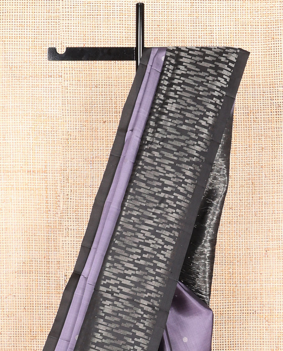 Purple buttas mayuri soft silk saree with contrast geometric design & geometric design pallu