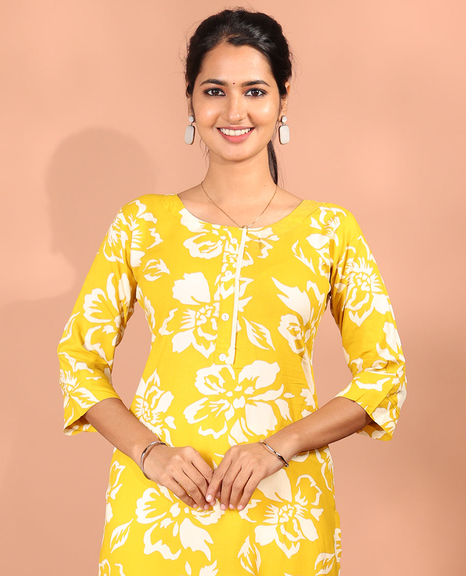 Yellow Rayon Readymade Suit