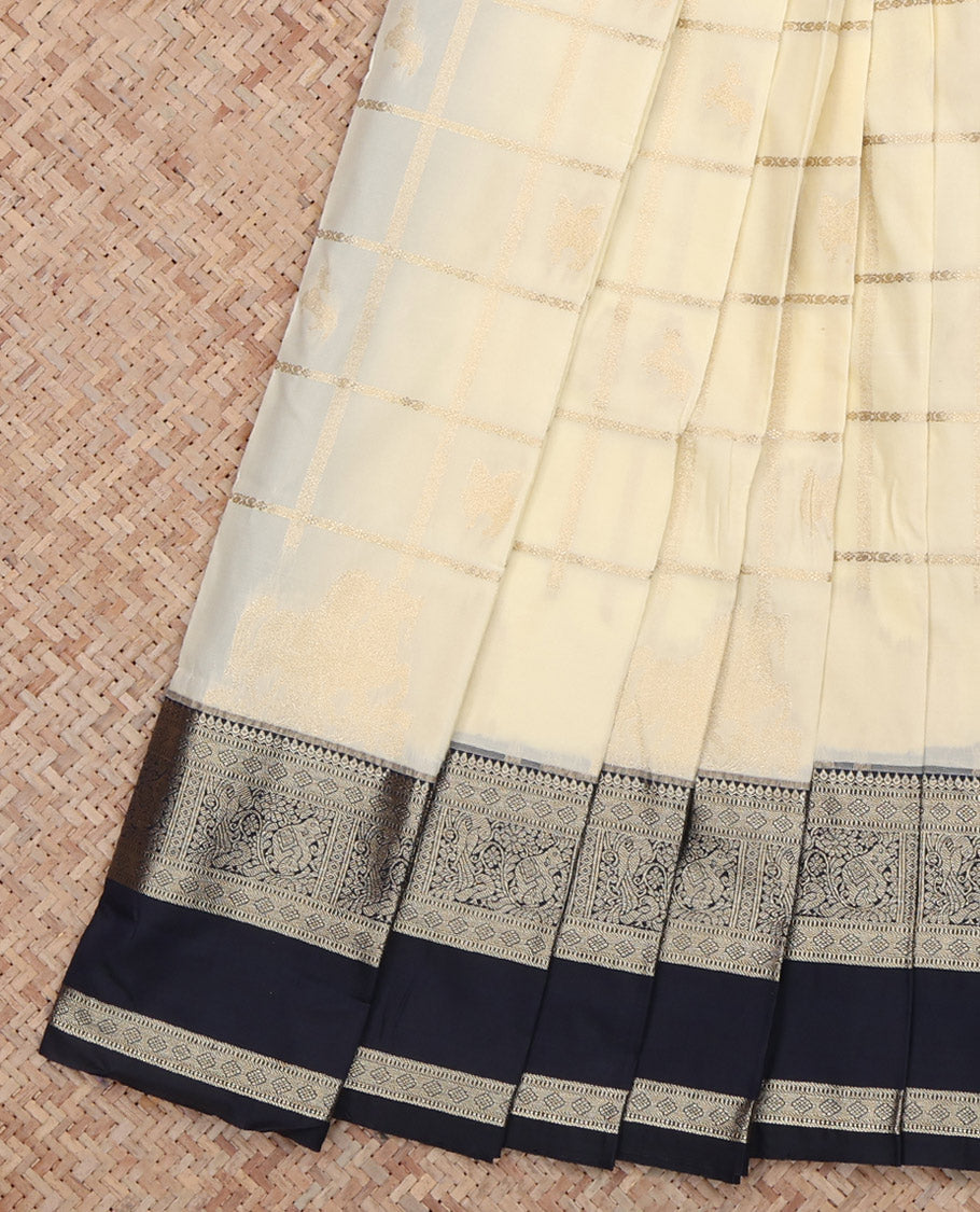 Cream Traditional Zari Design Budget Silk Saree