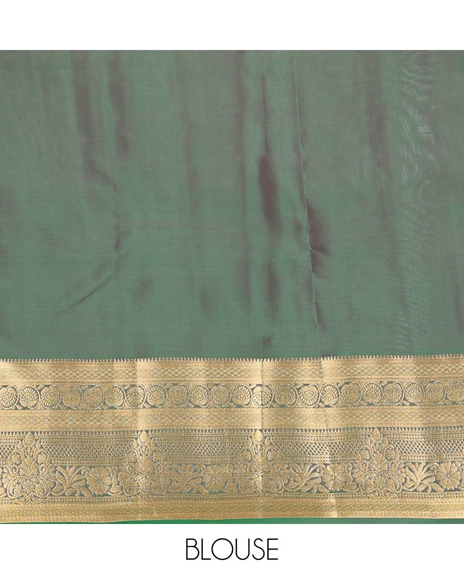 Purple zari buttas Vasundhara silk mix saree, contrast traditional zari design border and pallu of floral pallu