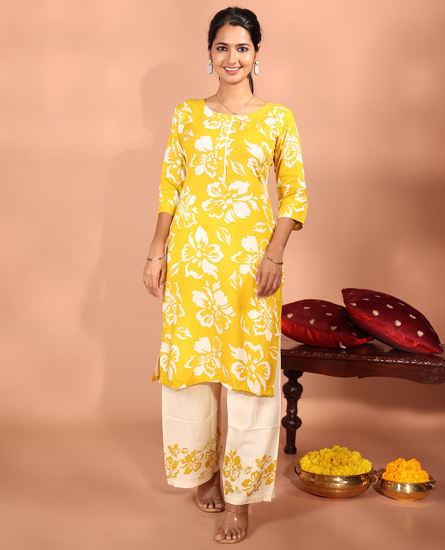 Yellow Rayon Readymade Suit