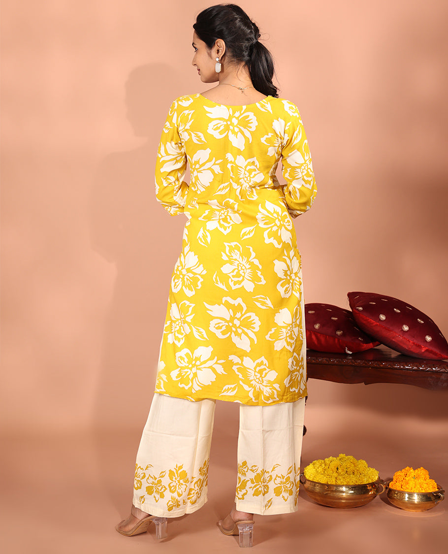 Yellow Rayon Readymade Suit