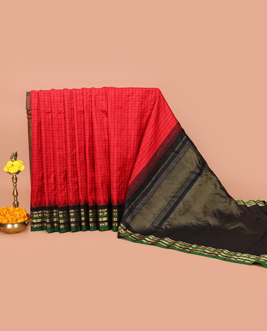 Red Gadwal Saree