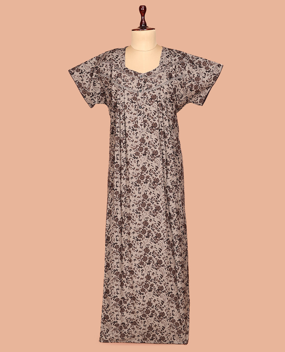 Light Grey Cotton-Blended Nighty