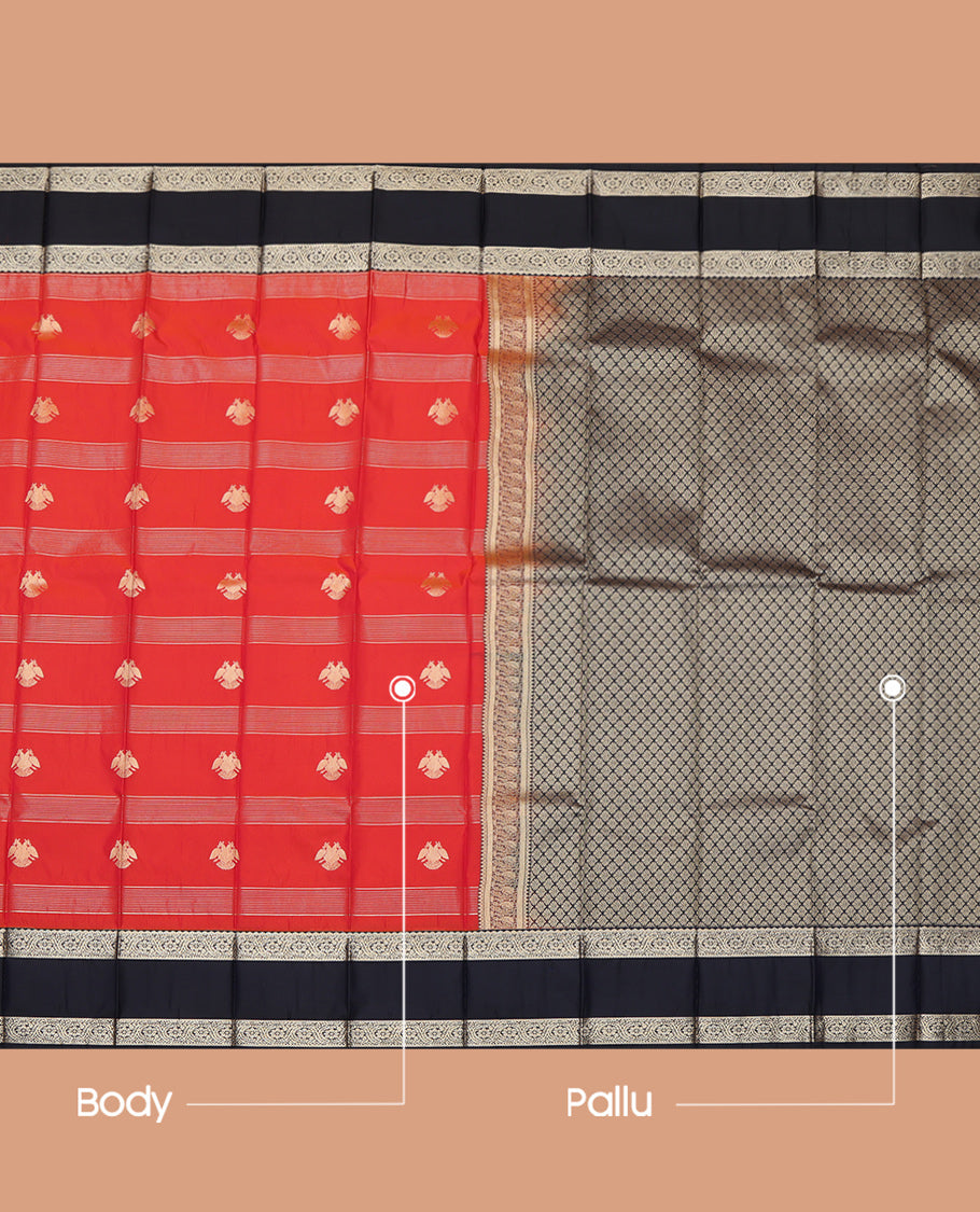 Red Traditional Stripes Budget Silk Saree